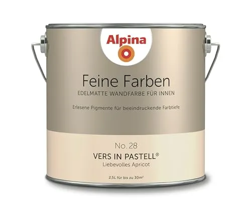 Alpina Feine Farben No. 28 Vers in Pastell - Liebevolles Apricot - Farben in edelmattem Finish, ideal für kreative Renovierungen und schafft eine warme, einladende Atmosphäre.