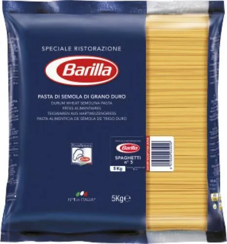 Barilla Spaghetti Nr.5 5Kg - Nudeln: Hochwertige italienische Pasta für perfekte Al Dente-Konsistenz, ideal für Familiengerichte und festliche Anlässe.