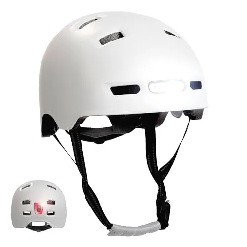 Crazy Safety Urban Bicycle and Skater Helmet - Matt White - L - Fahrradhelm in stylischem Matt Weiß, bietet optimalen Schutz und Komfort für Radfahrer und Skater. Ideal für sicheres Fahren in der Stadt.