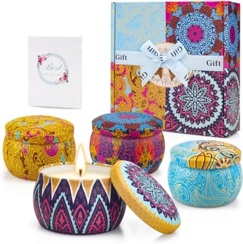 Duftkerzen Geschenkset für Frauen, Set mit 4 Dosen, 4,4 oz Sojawachs, Kerze für das Familienleben, 30 Stunden, Geschenk für Lehrerin, Frau, Geburtstag, Party, Weihnachten