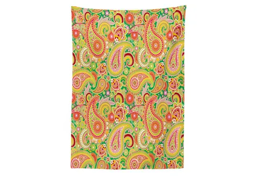 Abakuhaus Tischdecke Farbfest Waschbar Für den Außen Bereich geeignet Klare Farben, Paisley Bunte Blätter des Ostens