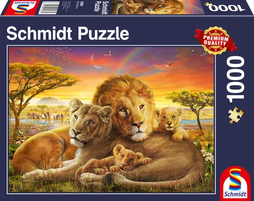 Puzzle 1000T Kuschelnde Löwenfamilie