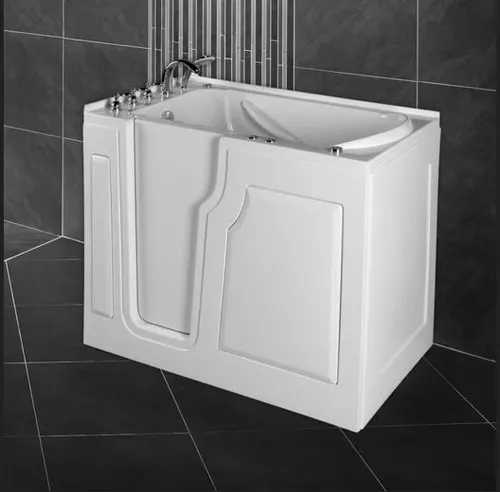 Wanne 122x71 cm mit Whirlpool-Funktion - Sanitäranlagen & Zubehör - Entspannen Sie in unserer Sitzbadewanne mit integrierten Massagedüsen und Tür für leichten Einstieg.