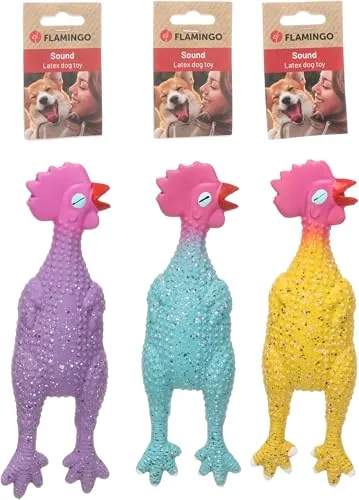 Flamingo Hundespielzeug – Freckles Huhn – Latex – mit Geräusch Größe S – 26 cm