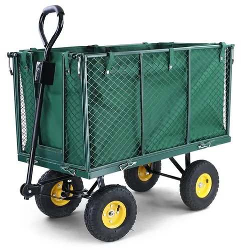 XXL Transportwagen Gartenwagen Luftbereifung Bollerwagen Handwagen 300 kg Grün