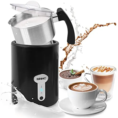 Duronic MF500 BK elektrischer Milchaufschäumer, 500 ml Behälter Milchaufschäumer Induktion, automatischer Milchschäumer, heißer und kalter Milchschaum für Kaffee, Latte, Cappuccino und Kakao, Schwarz