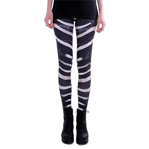 cosey - Bedruckte Bunte Leggins (Einheitsgröße) Verschiedene Leggings Designs, Zebra, Einheitsgröße