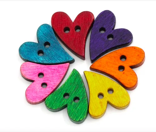 Holzknöpfe 21x17mm Herz Herzform Zweilochknöpfe nähen annähen Bastelknöpfe 30