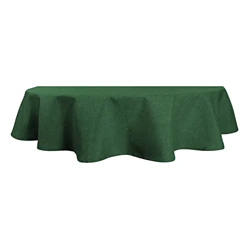Tischdecke oval Leinenoptik 135x180 cm Dunkelgrün Lotuseffekt Tischwäsche Wasserabweisend Tischtuch Fleckenabweisend Bügelfrei Abwischbar Waschbar Innen und Außen Perleffekt