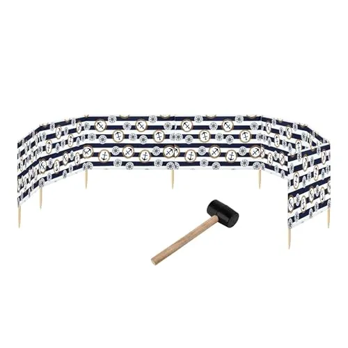 Garronda Windschutz Strand Sichtschutz 10m mit Gummihammer GAEX001 - Zelt-Windschutz, 10 Meter lang, bietet sicheren Schutz vor Wind und Sand am Strand und sorgt für Privatsphäre. Robust mit stabilen Holzstöcken und rutschfestem Material.