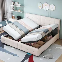 Stauraumbett mit Bettkasten und Lattenrost, (Kombinationsbett, 180x200 cm), Kopfteil höhenverstellbar, Polsterbett, Samt - Beige