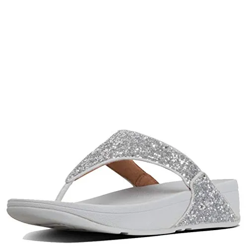 Fitflop Damen Lulu Crystal-Mix Toe-Post Sandale, Silber, 42 EU - Wanderschuhe mit ergonomischer Microwobbleboard-Zwischensohle für optimale Dämpfung und Fußgewölbeunterstützung – ideal für den täglichen Gebrauch.