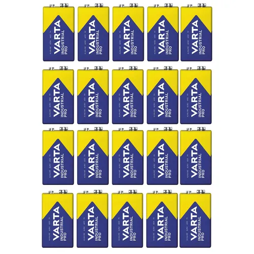 Varta Industrial Pro 9V R9V Alkali-Batterien (20 Stück) - Hochleistungs-Alkali-Batterien für industrielle Anwendungen, ideal für Geräte mit hohem Energiebedarf. Zuverlässige Leistung und lange Lebensdauer, perfekt für den professionellen Einsatz.