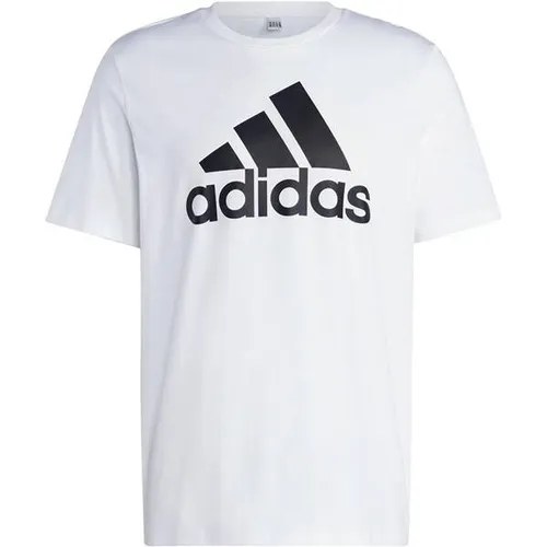 Adidas Essentials Single T-Shirt mit kurzen Ärmeln, Weiß, Größe L - Hochwertiges T-Shirt aus Baumwolle, ideal für den Alltag und bequem zu tragen, Größe L, europäische Passform