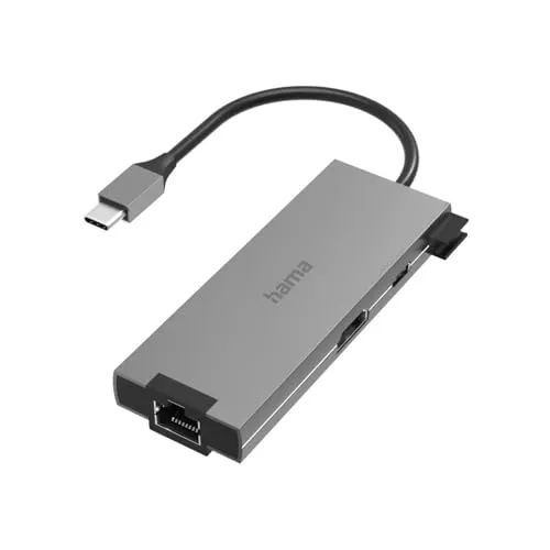 Hama USB-C Dockingstation 00200109 - Laptop-Dockingstation in Schwarz und Silber, unterstützt 100 W Ladeleistung für effizientes Arbeiten