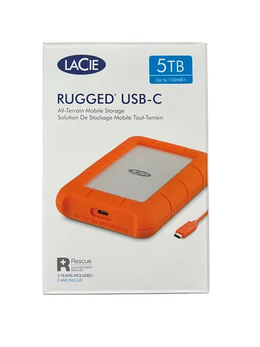 LaCie Rugged 5TB tragbare externe Festplatte - Stoßfest, druck- und regenbeständig, ideal für kreative Profis und große Datenmengen