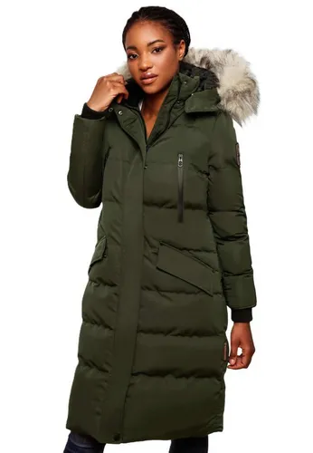 Marikoo Schneejacke Schneesternchen Damen Winter Steppjacke B890 - Warme, lange Damen Winterjacke von Marikoo. Wasser- und windabweisend, mit abnehmbarem Kunstfellkragen und Kapuze. 4 Vordertaschen bieten Platz für Ihre Essentials. Ideal für kalte Tage!