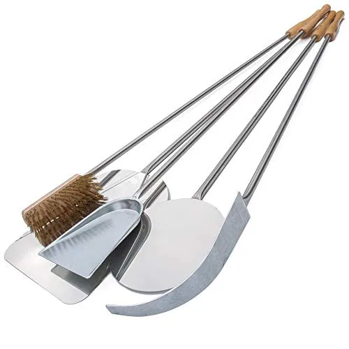 Komplettes Set mit 5 Pizzaschaufeln, zum Backen von Pizzen Ø 33 cm, für 70/80 cm tiefe Backöfen, mit Griff aus Edelstahl 18/10