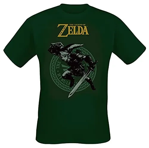 The Legend of Zelda Link Männer T-Shirt grün M 100% Baumwolle Fan-Merch, Gaming, Hyrule, Triforce