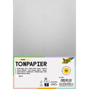 Folia Tonpapier 6360, A3, silber matt, 130g/m², 50 Blatt