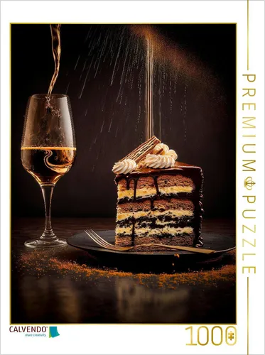 CALVENDO Puzzle Schokoladentorte mit Cremeschichten | 1000 Teile Lege-Größe 64x48cm Foto-Puzzle für glückliche Stunden