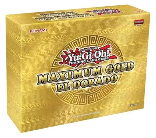 Yu-Gi-Oh! Maximum Gold El Dorado 6 Booster Box Display - Sammelkarten-Display mit 6 Booster-Boxen, enthält 4 Packs pro Box. Entdecke die Rückkehr der Premium Gold Rare Karten und neue Variant-Artworks für ein einzigartiges Spielerlebnis!