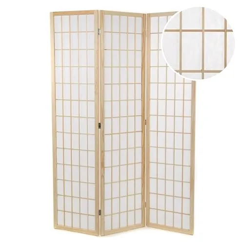 DESIGN DELIGHTS RAUMTEILER Canva | Japanischer Paravent aus Reispapier - Paravants & Raumteiler mit traditionellem Shoji Muster, ideal zur optischen Raumtrennung und als Sichtschutz. Platzsparend klappbar und fertig montiert für vielseitige Einsatzmöglichkeiten.