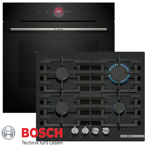 Bosch Einbau Herdset: Gasherd & Elektro-Backofen in Schwarz