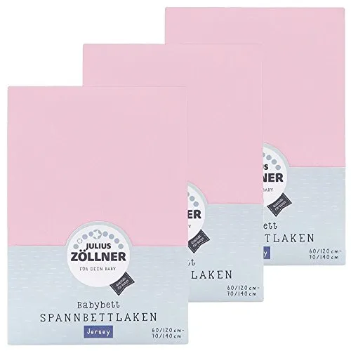 Julius Zöllner Spannbetttuch Jersey 70x140 / 60x120 Rosa 3er Pack