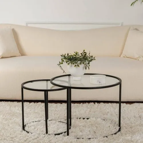 Dmora Couchtisch Abbadesse 60x60x43h cm Schwarz Rund