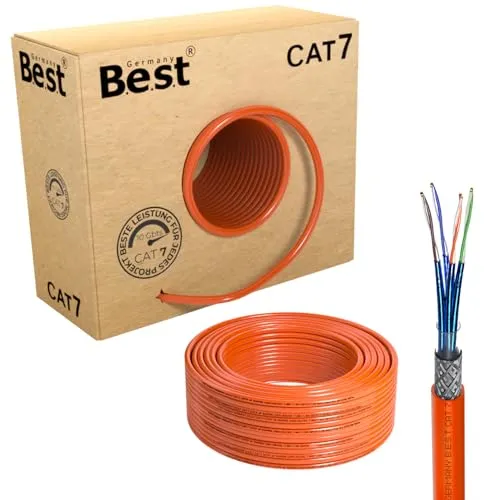 CAT 7 Verlegekabel 100m Simplex Gigabit Netzwerkkabel KUPFER - Netzwerkkabel der Kategorie 7, ideal für Hochgeschwindigkeitsanwendungen mit S/FTP-PIMF-Schirmung für optimale Leistung und hohe Übertragungsraten bis 1000MHz.