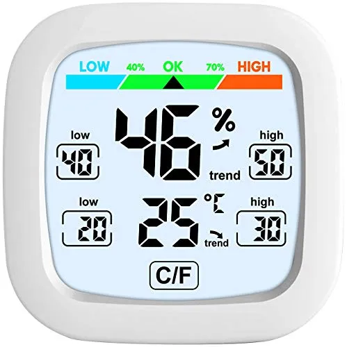 infactory Hygro Thermometer: Digitales Hygrometer und Thermometer mit Trendanzeige und Komfortindex (Feuchtigkeitsmesser, Digitales Thermo-Hygrometer, Kühlschrankthermometer)
