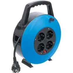 Kabelbox - 10 m mit 4 Steckdosen - Kabeltrommel für Innenräume, ideal für Haushalt und Büro. Mit Thermo-Schutzschalter für Sicherheit und stabiler Standfestigkeit.
