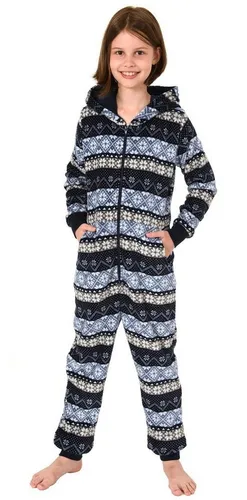 Normann Pyjama Mädchen Jumpsuit Overall Schlafanzug langarm Norwegermotiv