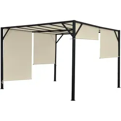 Berlinlodge Pergola Beige 300x212 cm – Moderner Sicht- und Sonnenschutz - Stylische Pergola aus pulverbeschichtetem Stahl mit cremeweißem Dach. Ideal für den Garten, bietet sie großzügigen Schatten und ein modernes Ambiente. Hinweis: Bei extremen Witterungsbedingungen nicht geeignet.