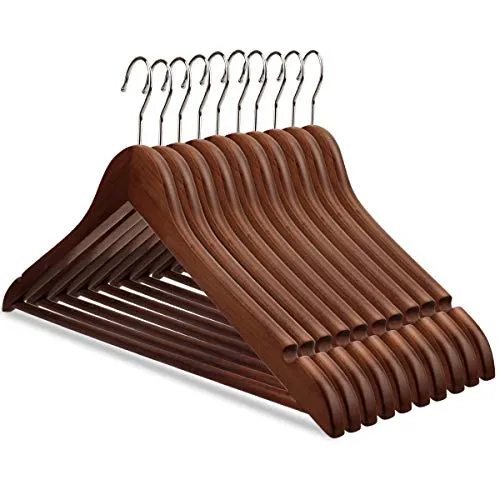 Kleiderbügel aus Holz Drehbare Jackenbügel Vintage Anzugbügel Wäschebügel 10 STK - Dunkel