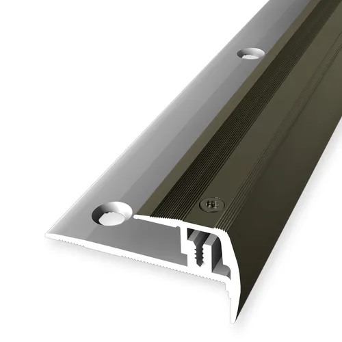 Küberit Treppenkantenprofil 27 x 23 mm - Aluminium Geriffelt - Hochwertiges Aluminium-Treppenkantenprofil in Bronze, 1000 mm lang und für alle Räume geeignet. Mit geriffelter Oberfläche sorgt es für einen modernen Look und sicheren Halt.