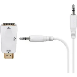 Goobay 44793 HDMI zu VGA Adapter - Kompakter HDMI-Stecker auf VGA-Buchse mit Audio, unterstützt 1080p Full HD und einfaches Plug & Play