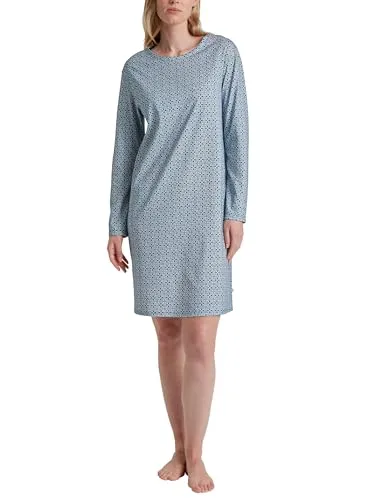 CALIDA Ornament Nights Langarm-Nachthemd Damen - Nachthemd für Damen, 100cm lang, aus 100% atmungsaktiver Baumwolle für optimalen Schlafkomfort und ein angenehmes Hautgefühl.