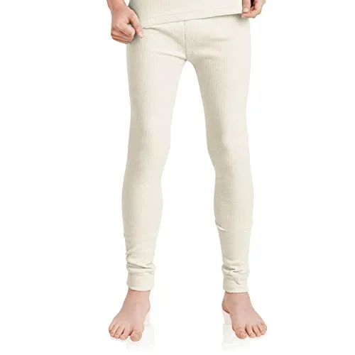 MT Kinder Ski- & Thermohose - Winter Unterwäsche lang für Jungen und Mädchen - Ecru Creme 158-164