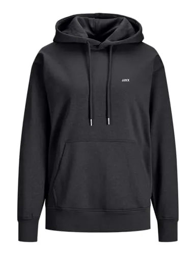 JACK & JONES Damen Jxabbie Rlx Every Hood Swt Noos Kapuzenpullover, Black/Print:white Jjxx Logo, XS EU
