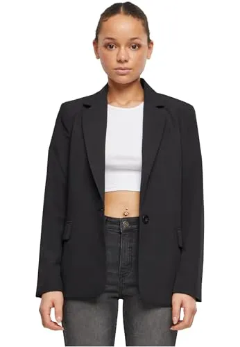 Urban Classics Damen Blazer - Klassischer Basic Blazer für Frauen - Blazer für Damen, zeitloser Schnitt mit Umlegekragen und praktischen Klappentaschen, ideal für Business und Freizeit, aus hochwertiger Stoffmischung für besten Tragekomfort.
