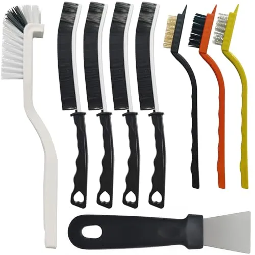 IBOPUXIU Hartborsten Eckenreinigungsbürste, Fugenbürste Bad, Fugenreinigungsbürste, Spaltreinigungsbürste Set (9 Stück), Tiefenreinigung für Küche, Bad, Fenster, Toilette, Fliesenfugen