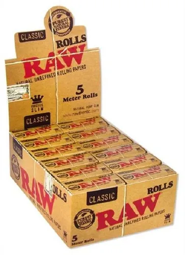 Box RAW® Classic King Size SLIM Rolls 5 Meter Zigaretenpapier auf der Rolle 1