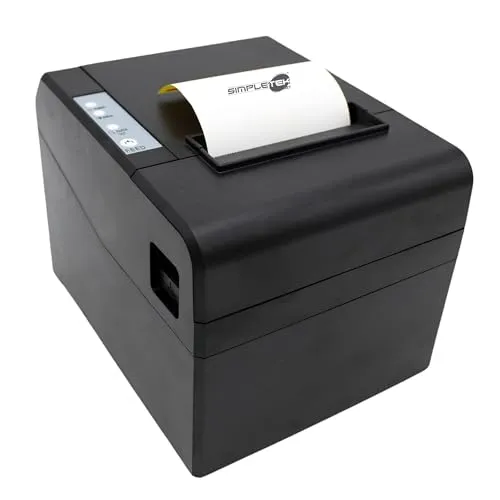 SIMPLETEK Thermodrucker 80 mm USB + LAN | ESC/POS | Wettzentren, Befehle, Quittungen | kompatibel mit Windows 7/10/11 und mit Mobiltelefonen über Ethernet