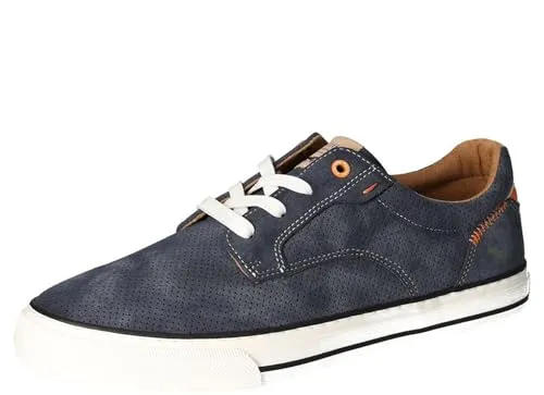 MUSTANG Herren Sneaker Blau EU 42 - Herren-Sneaker aus Veloursleder-Imitat mit atmungsaktivem, perforiertem Obermaterial für hohen Tragekomfort und stylisches Design.