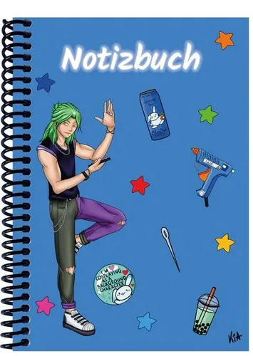 A 5 Notizbuch Manga Quinn, blau, liniert Spiralbindung, Notizbuch, Tagebuch, ...