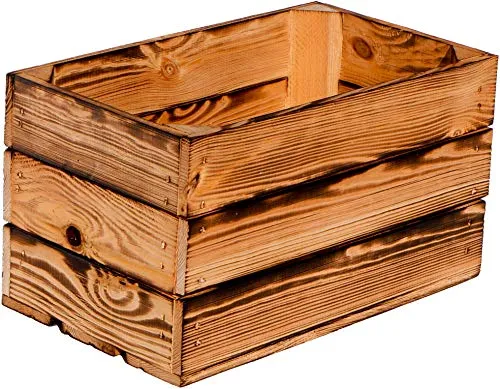 Kistenkolli Altes Land Weinkiste Hilde geflammt ohne 38x22x19cm Weinkisten Gartendeko Wohnungsdeko Holzkisten Apfelkisten