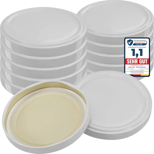 WELLGRO 200x Einmachdeckel TO 82 weiß von Wellgro