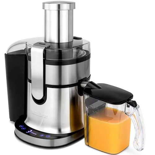 Profi Cook Entsafter PC-AE 1156 - Automatik-Saftpresse mit 800 Watt Longlife-Motor, Edelstahl-Gehäuse und 1 Liter Saft-Behälter für frischen Obst- und Gemüsesaft